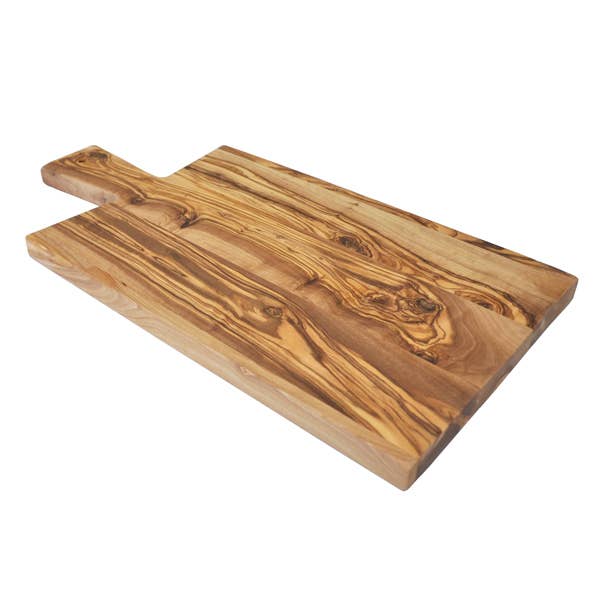 Olive Wood Rectangle Cutting Board with Handle - 16" x 8"  Browns Kitchen