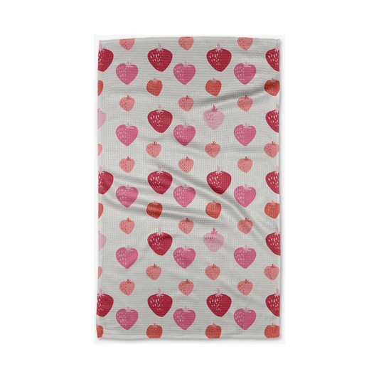 Pink Strawberries Tea Towel  Browns Kitchen