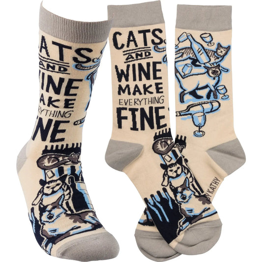 Primitives By Kathy - "Cats and Wine" Socks PRIMITIVES BY KATHY