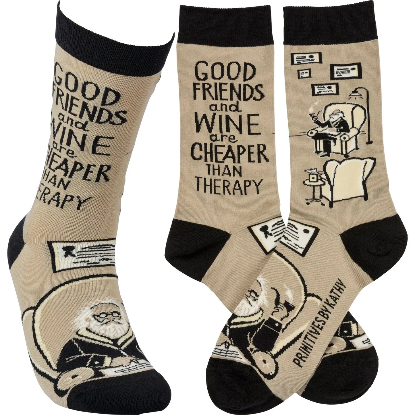 Primitives By Kathy - "Good Friends And Wine" Socks PRIMITIVES BY KATHY