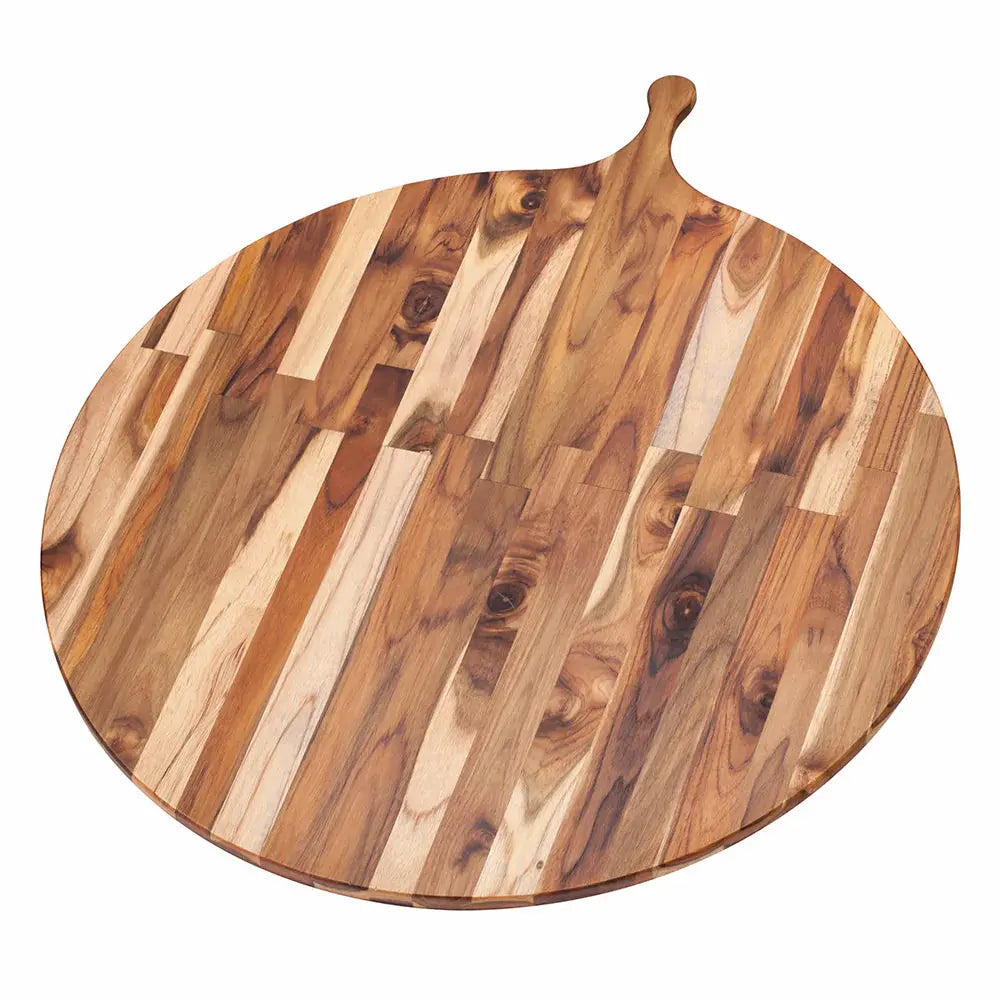 Proteak Large Round Serving Board with Handle  33 x 28 PROTEAK