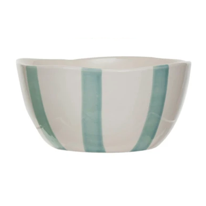 Hand-Painted Stoneware Bowl, Red, Aqua & Cream Color, 4 Styles
