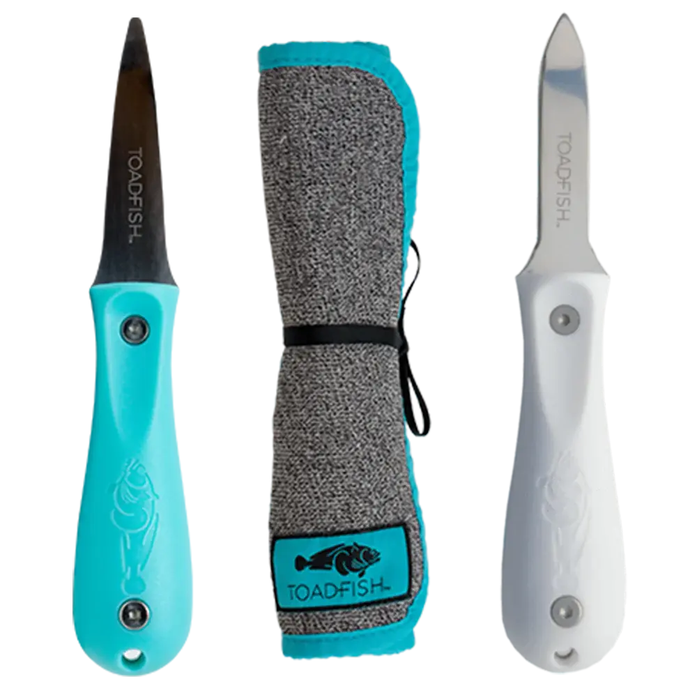 Shucker's Bundle -Teal Oyster Knife + Shucking Cloth + Pro Edition Oyster Knife  Browns Kitchen