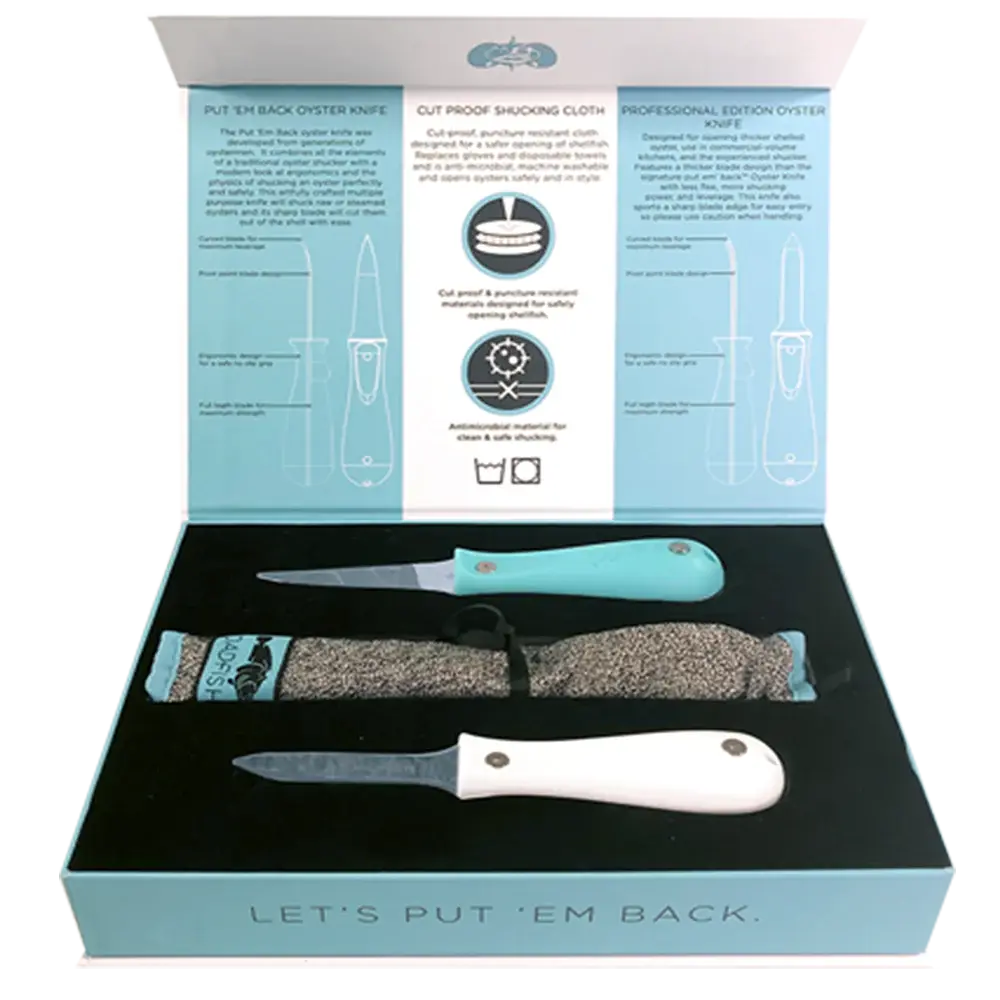 Shucker's Bundle -Teal Oyster Knife + Shucking Cloth + Pro Edition Oyster Knife  Browns Kitchen