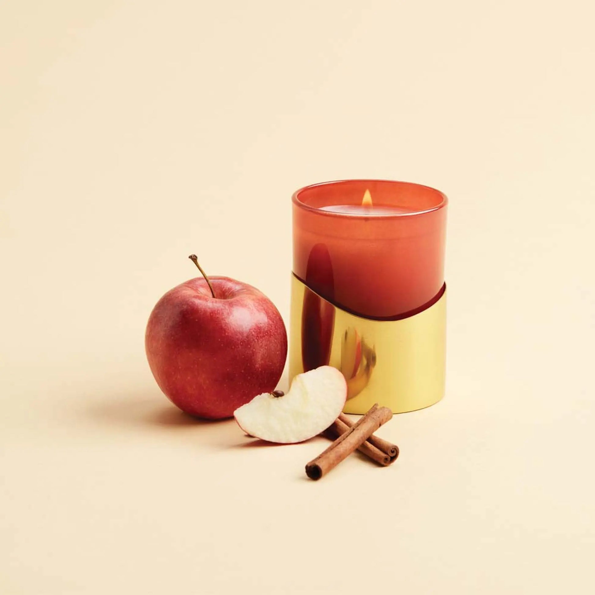 Simmered Cider Harvest Red Poured Candle with Gold Sleeve THYMES