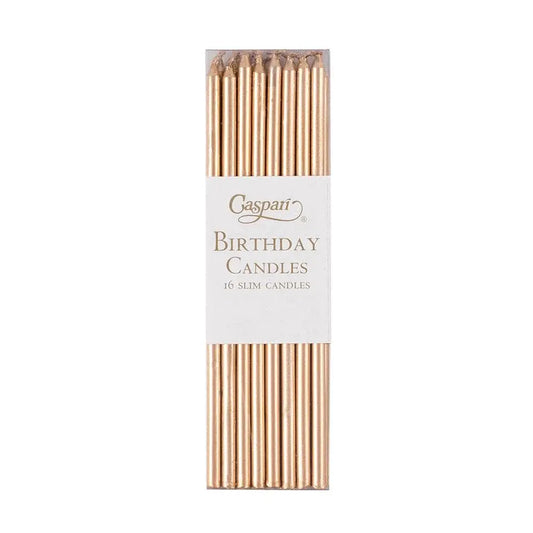 Slim Birthday Candles in Gold - 16 Candles Per Package Candles Browns Kitchen