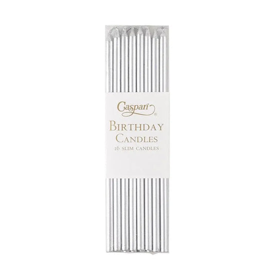 Slim Birthday Candles in Silver - 16 Candles Per Package Candles Browns Kitchen