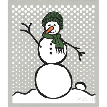 Snowman Green Gray Swedish Cloth Wet-it!