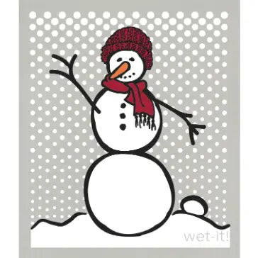 Snowman Red Gray Swedish Cloth Wet-it!