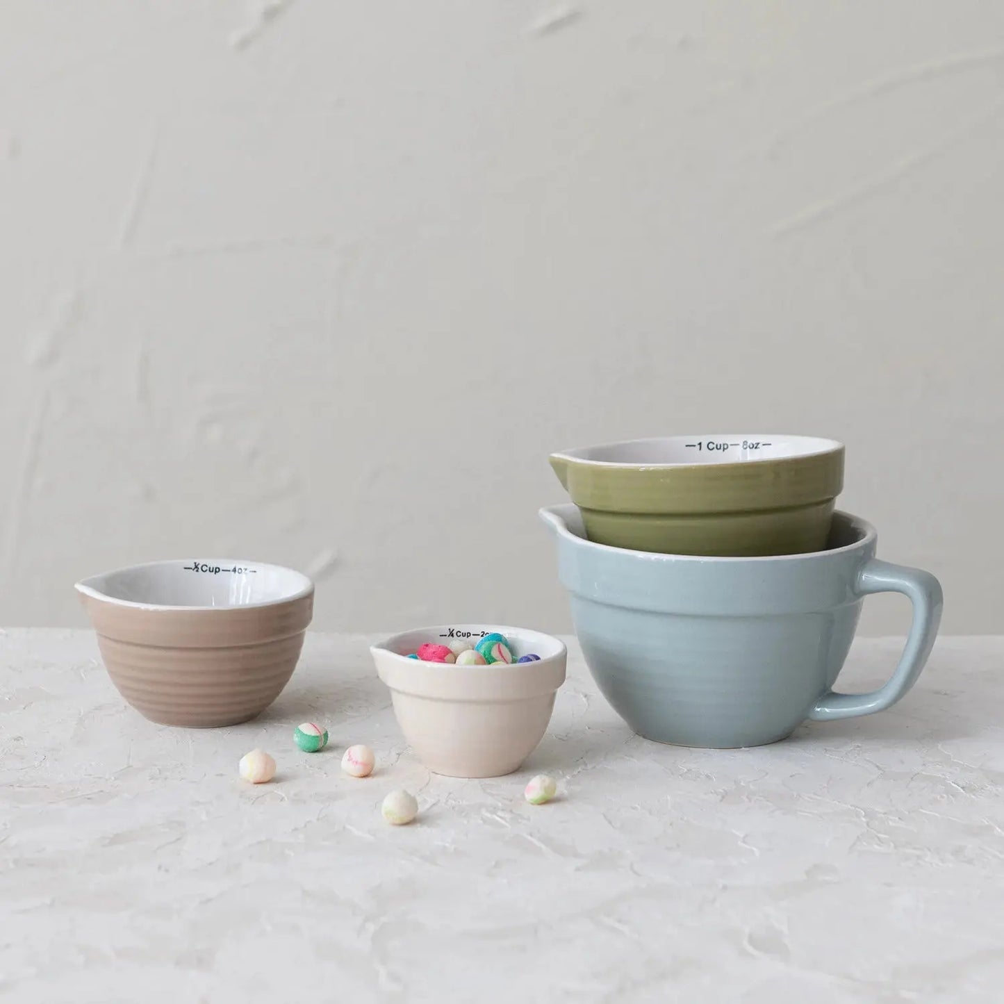 Stoneware Batter Bowl Measuring Cups CREATIVE CO-OP