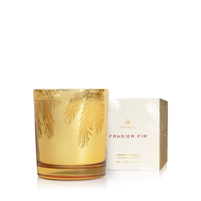 Thymes Frasier Fir 6.5oz Gold Poured Candle, Pine Needle