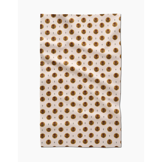 Artisanal Floral Cream Geometry Tea Towel