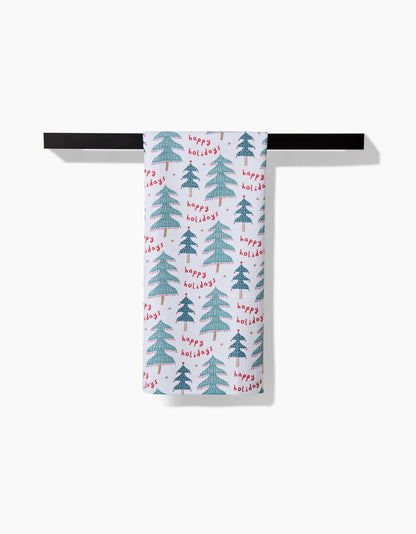 Berry Happy Holidays Geometry Tea Towel