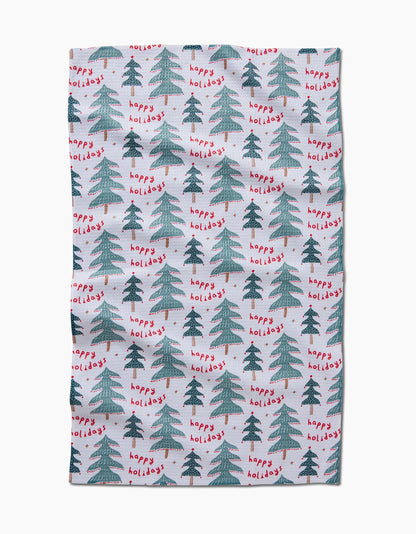 Berry Happy Holidays Geometry Tea Towel