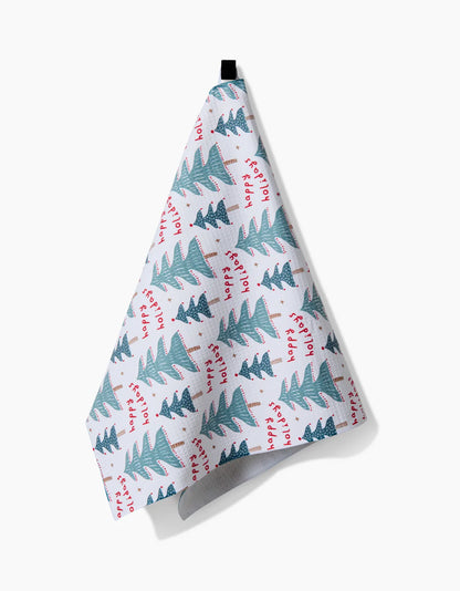 Berry Happy Holidays Geometry Tea Towel