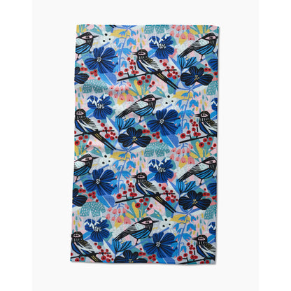 Birds and Berries Geometry Kitchen Tea Towel