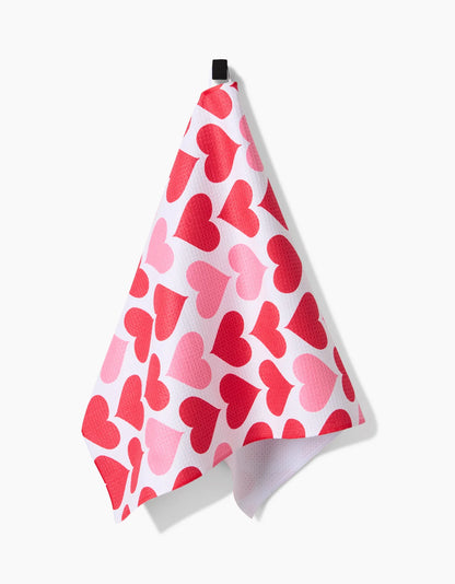 Blushing Hearts Geometry Tea Towel