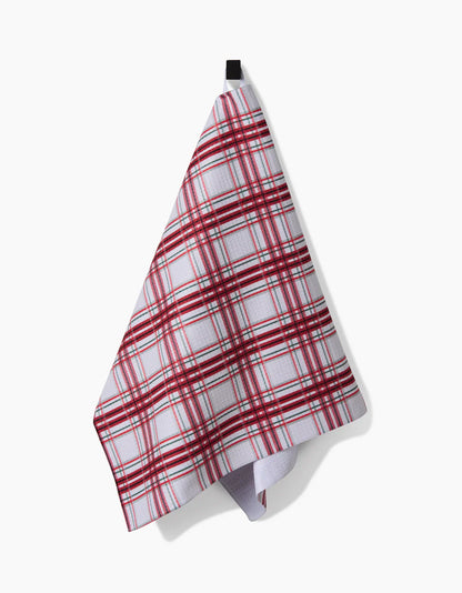 Candy Cane Plaid Geometry Tea Towel