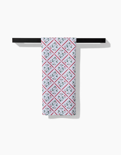 Christmas Mistletoe Trellis Geometry Tea Towel