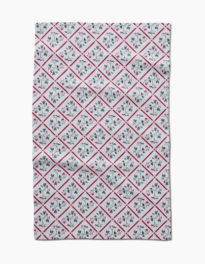 Christmas Mistletoe Trellis Geometry Tea Towel