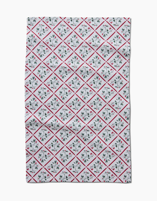 Christmas Mistletoe Trellis Geometry Tea Towel