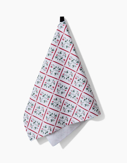 Christmas Mistletoe Trellis Geometry Tea Towel