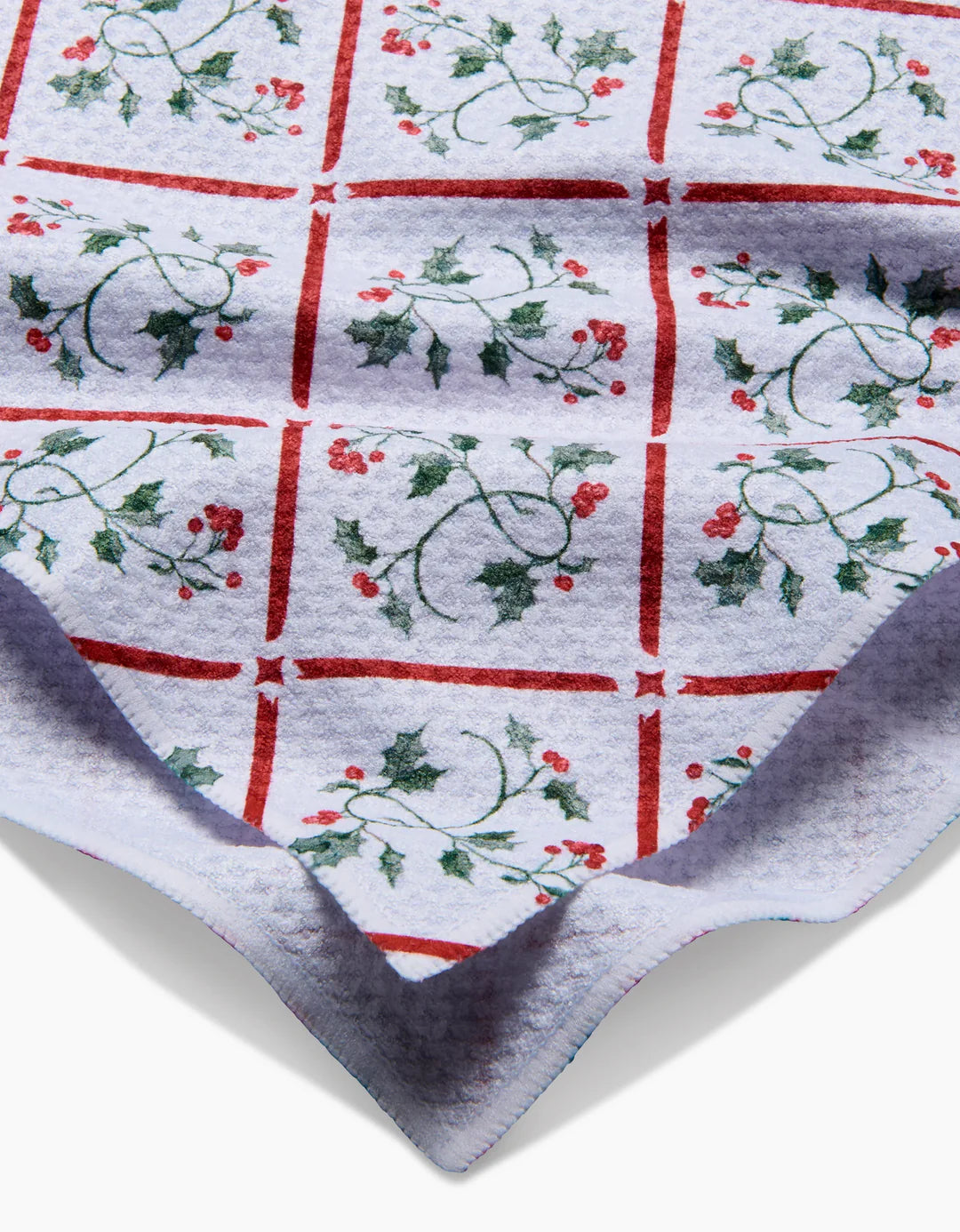 Christmas Mistletoe Trellis Geometry Tea Towel