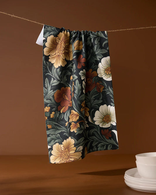 Classic Floral Geometry Tea Towel