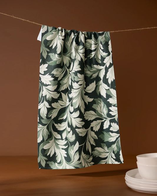 Classic Foliage Geometry Tea Towel