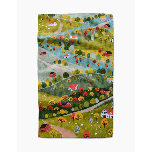 Fall Sunflower Cottage Geometry Tea Towel