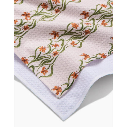 Fall Floral Stripes Geometry Tea Towel