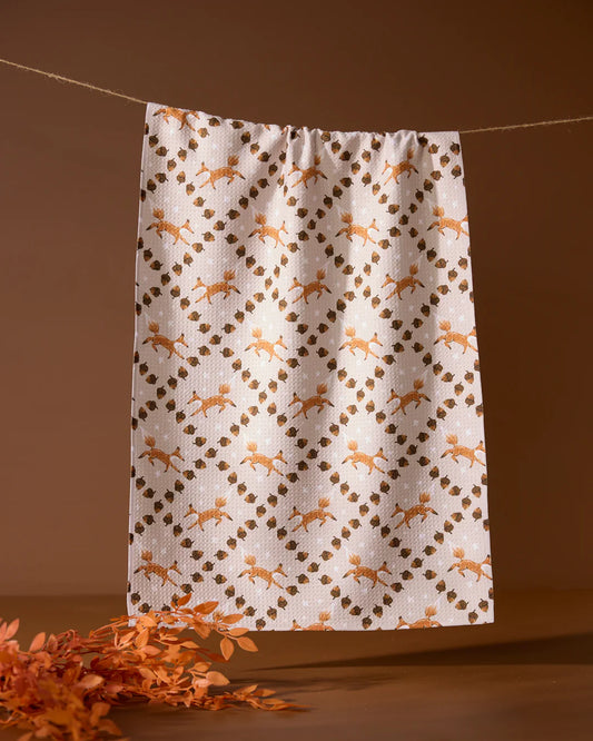 Foxes and Twinkles Geometry Tea Towel