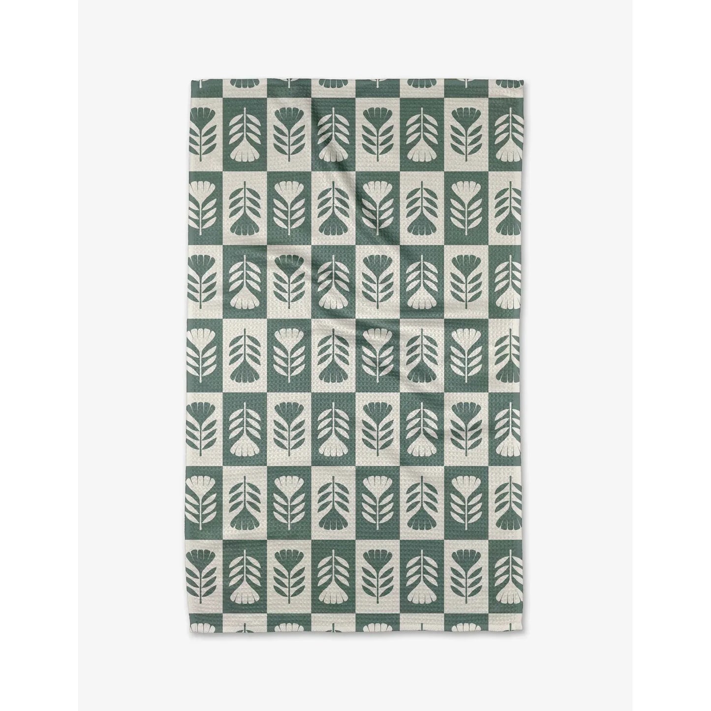 Green Flower Patch Geometry Kitchen Tea Towel