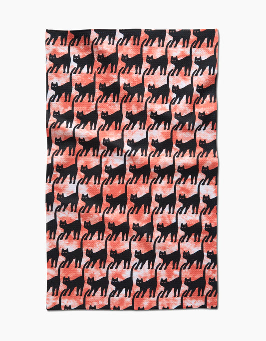 Halloweeny Cats Geometry Tea Towel