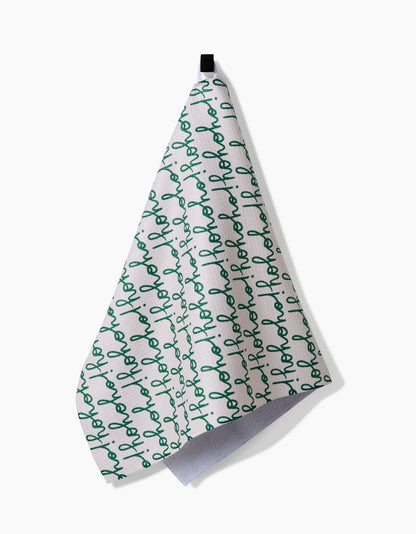 Ho Ho Holiday Green Geometry Tea Towel