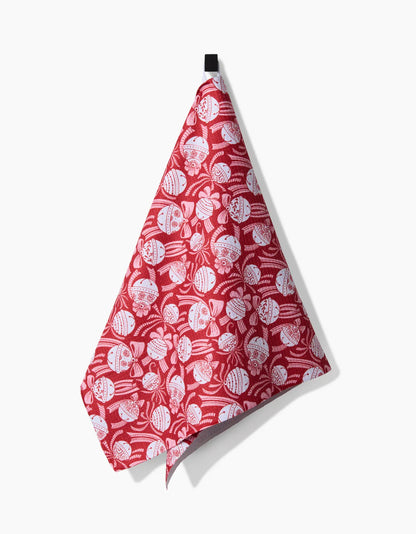 Holiday Bells Bows Geometry Tea Towel