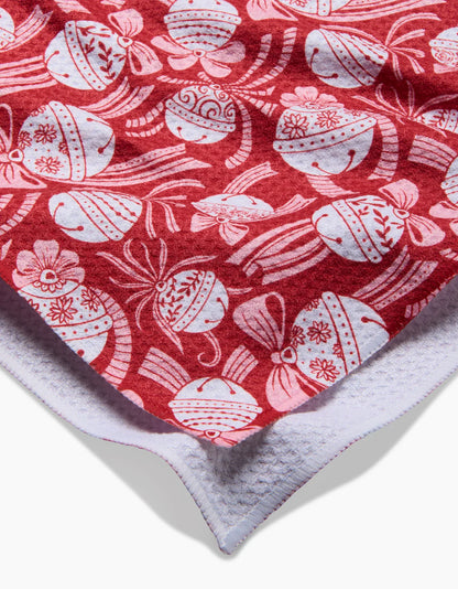 Holiday Bells Bows Geometry Tea Towel