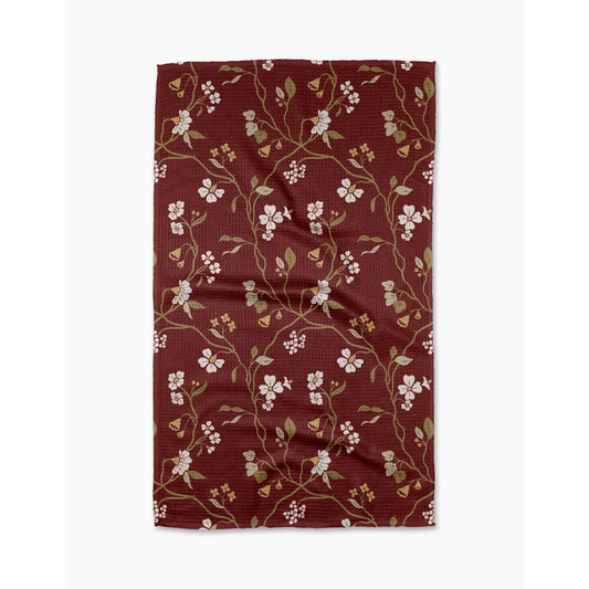 Lunaria in Merlot Geometry Kitchen Tea Towel