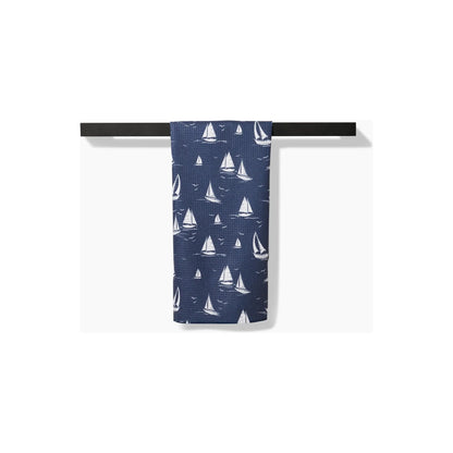 Navy Race Day Geometry Tea Towel