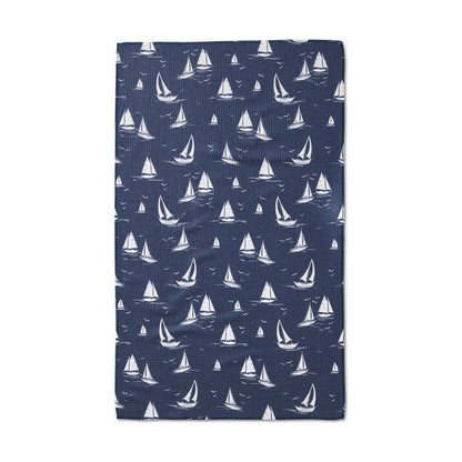 Navy Race Day Geometry Tea Towel