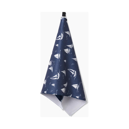 Navy Race Day Geometry Tea Towel