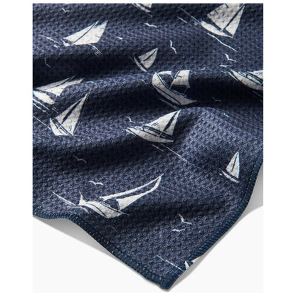 Navy Race Day Geometry Tea Towel