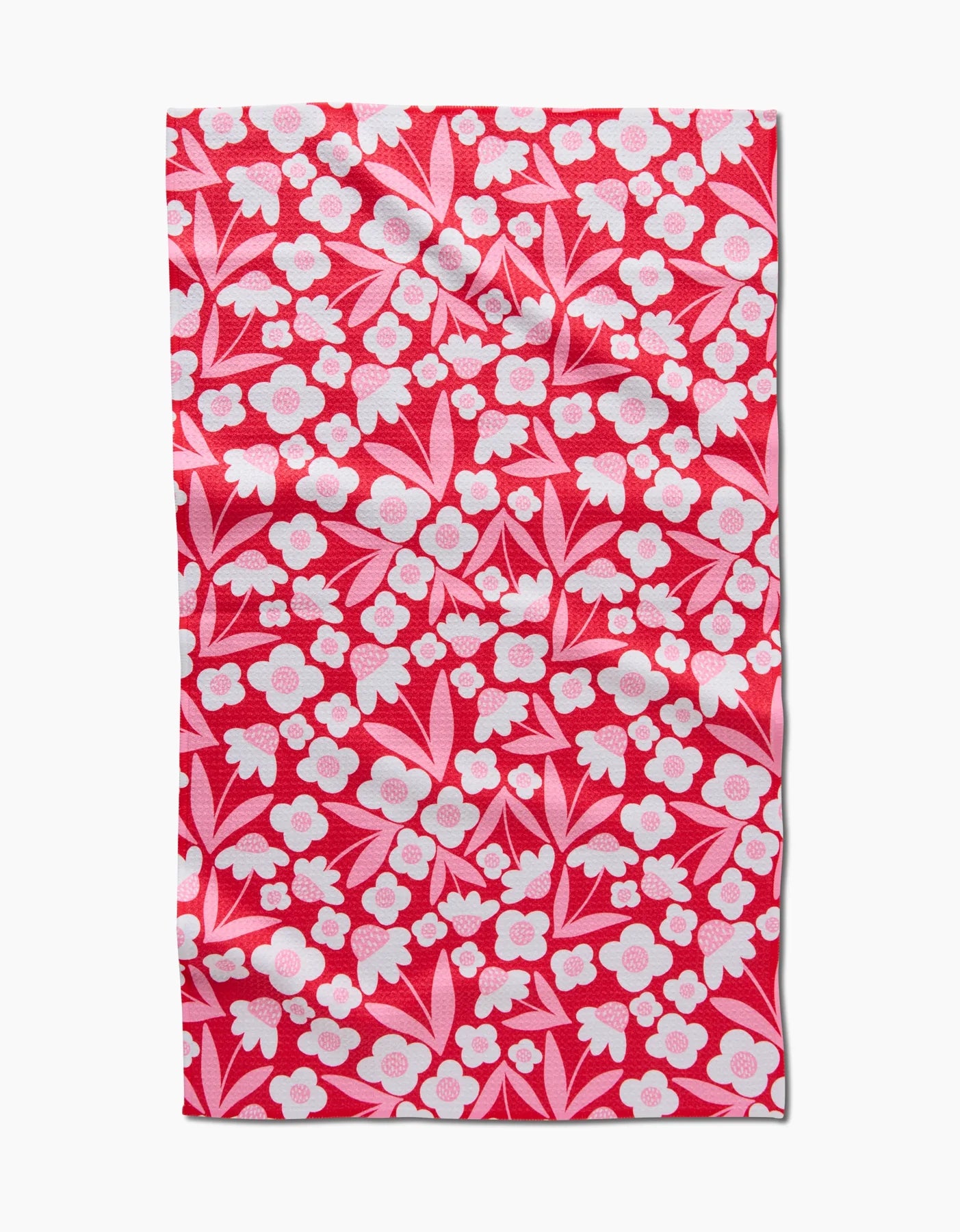 Pink Blooms Geometry Tea Towel