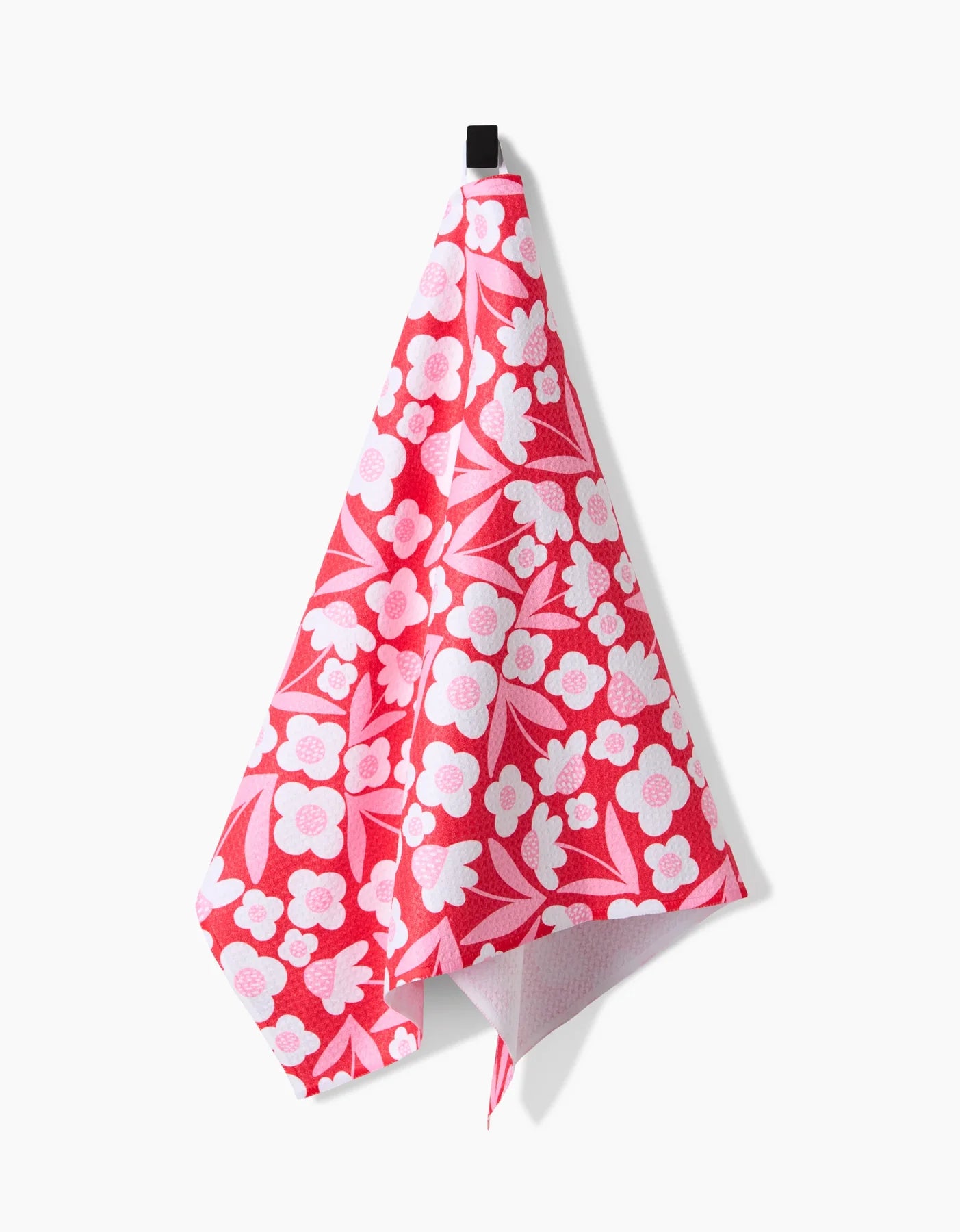 Pink Blooms Geometry Tea Towel