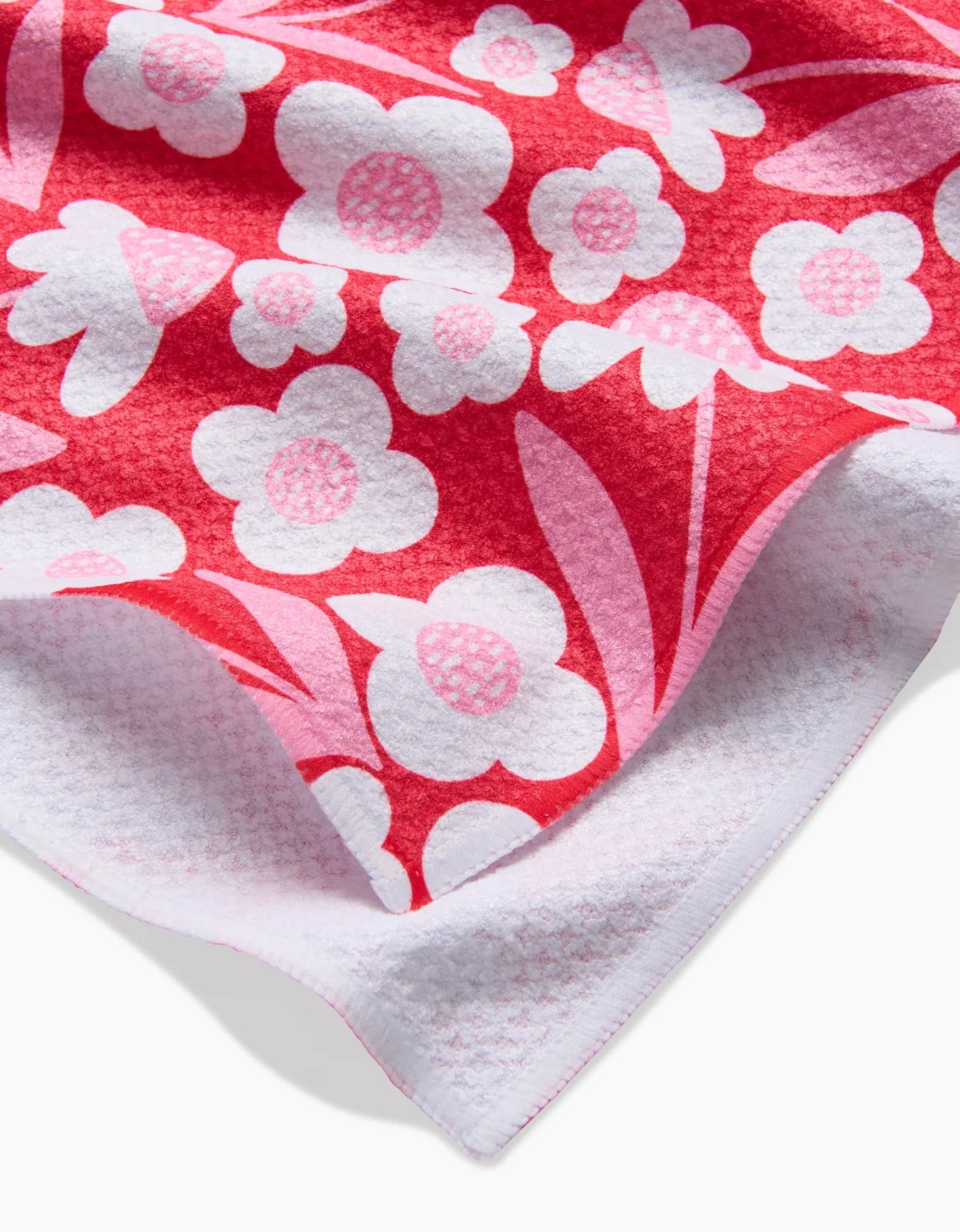 Pink Blooms Geometry Tea Towel