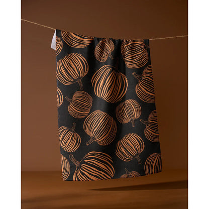 Pumpkin Noir Geometry Tea Towel