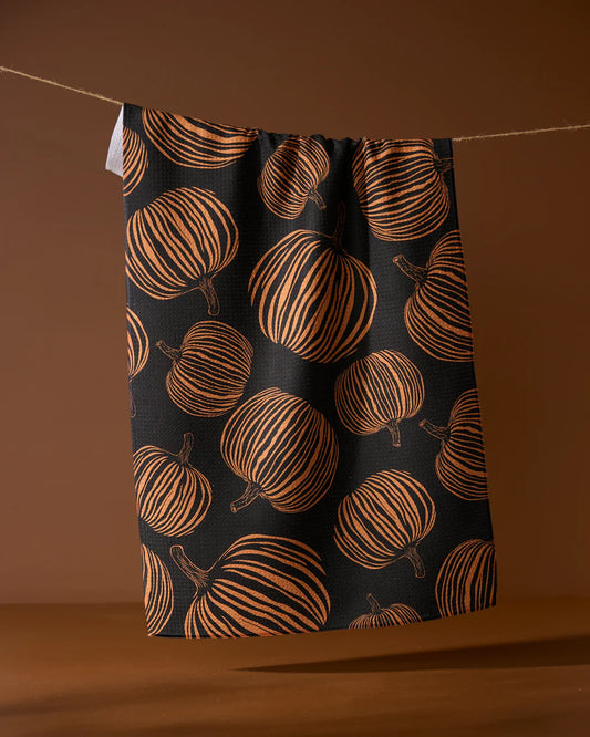 Pumpkin Noir Geometry Tea Towel