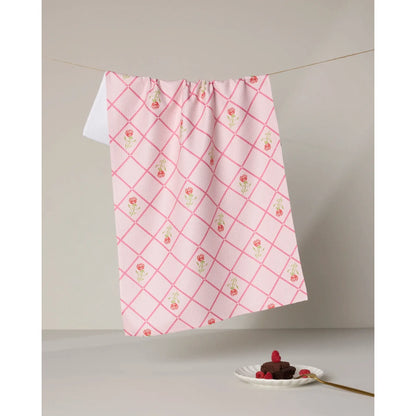 Rose Lattice Geometry Kitchen Tea Towel