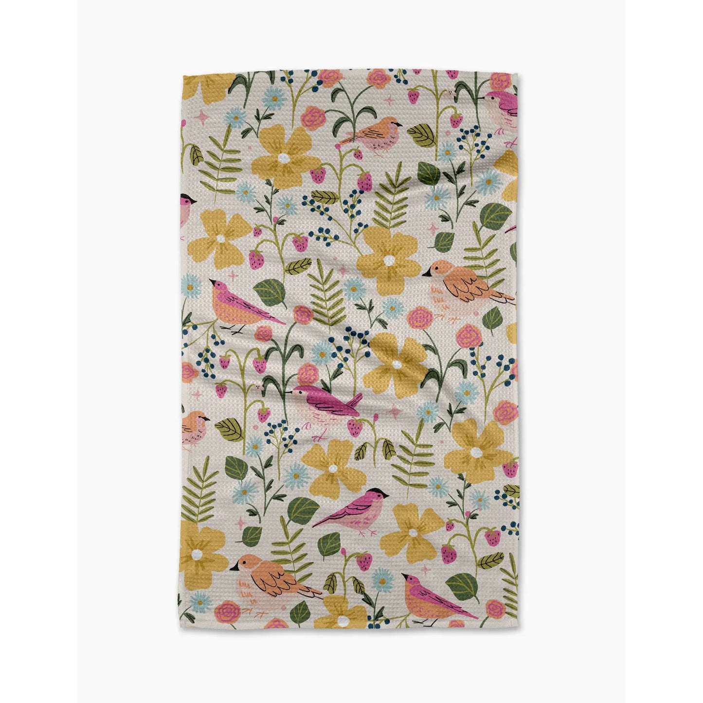 Summer Songbirds Geometry Kitchen Tea Towel