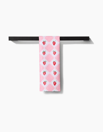 Vera Strawberries Geometry Tea Towel